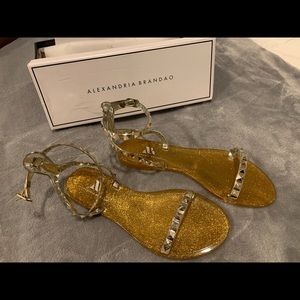 Gold jelly sandals